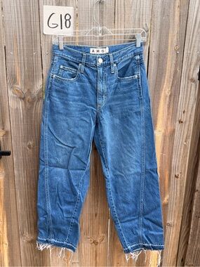 AMO Womens Jeans Medium Blue Relaxed Jeans Size 24